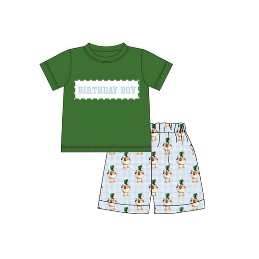 preorder BSSO1613 hunting mallard duck green short sleeve shorts boys set