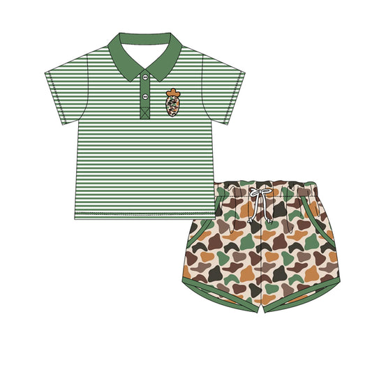 preorder BSSO1678 Easter Carrot Camo Short Sleeve Shorts Boys Set