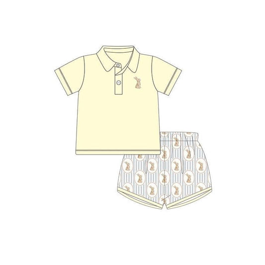 preorder BSSO1705 Easter Rabbit Yellow Short Sleeve Shorts Boys Set