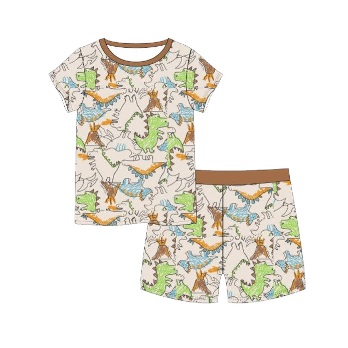 preorder BSSO1708 Cute Dinosaur Short Sleeve Shorts Boys Pajamas