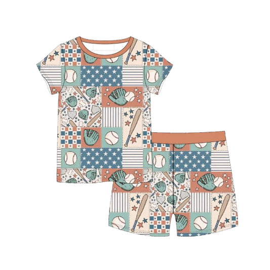preorder BSSO1709 Baseball Star Short Sleeve Shorts Boys Pajamas