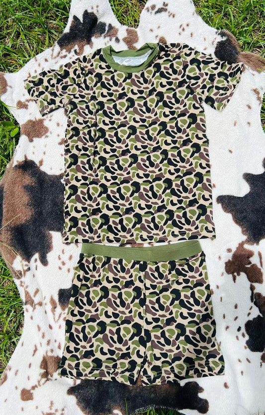 preorder BSSO1752 Hunting Camo Short Sleeve Shorts Boys Set