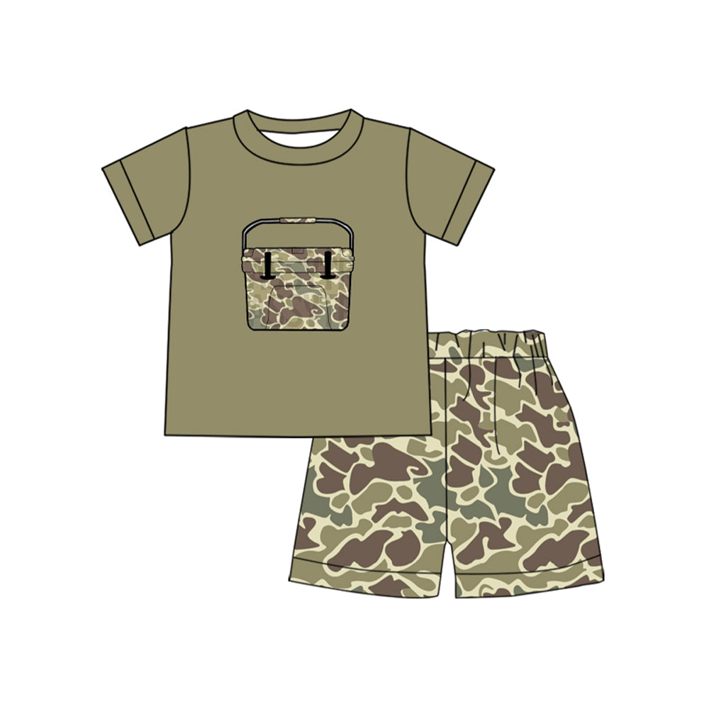 preorder BSSO1767 Fishing Box Camo Short Sleeve Shorts Boys Set