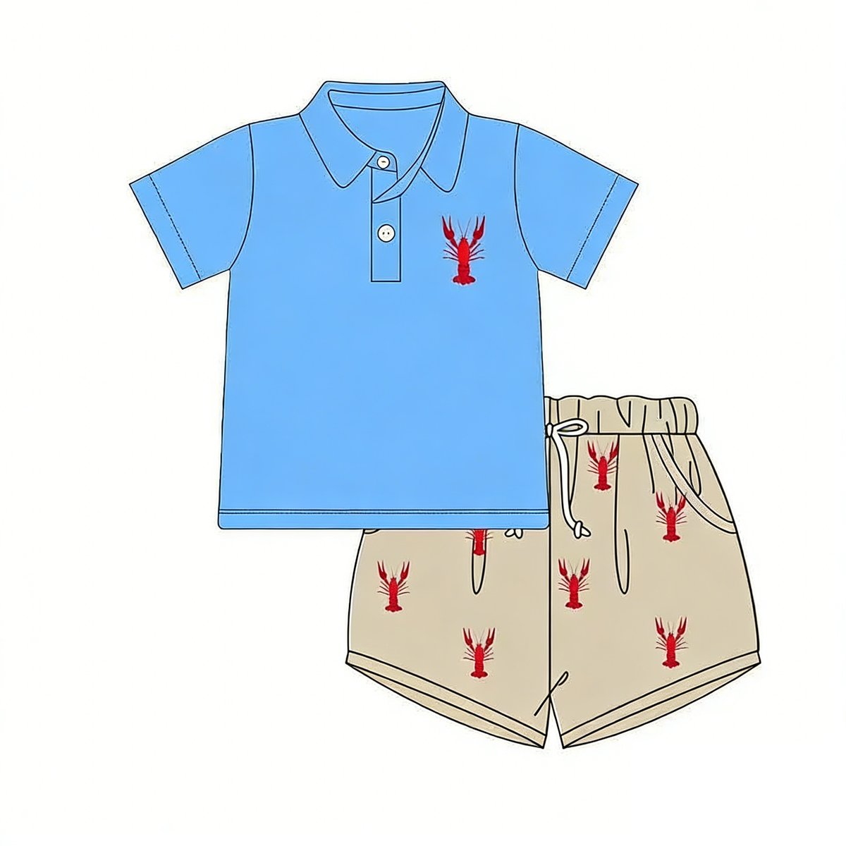 preorder BSSO1786 Crayfish Blue Short Sleeve Short Sleeve Boys Set