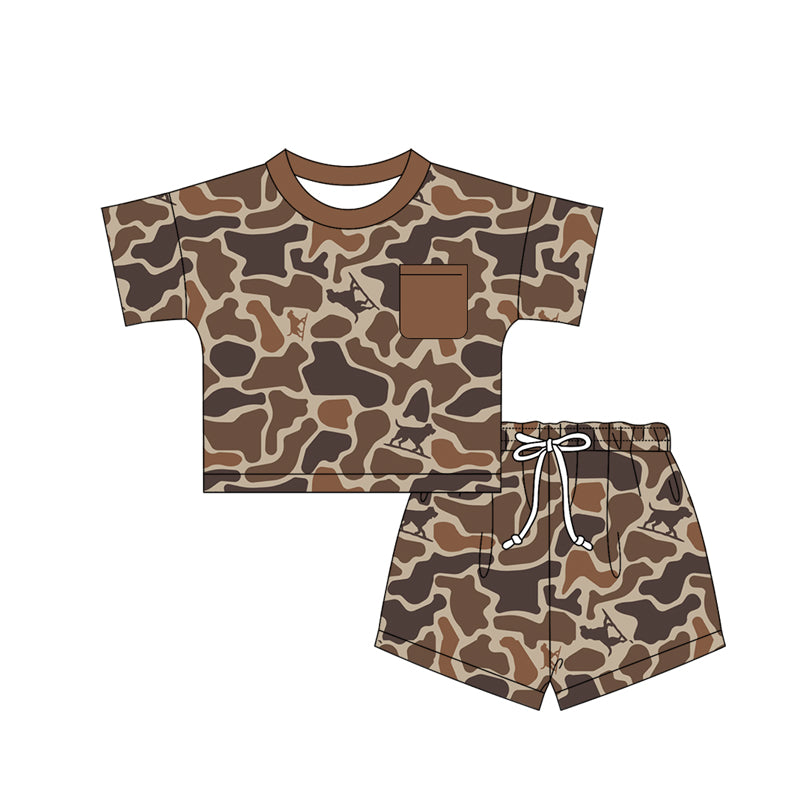 preorder BSSO1791 Hunting Camo Short Sleeve Shorts Boys Set