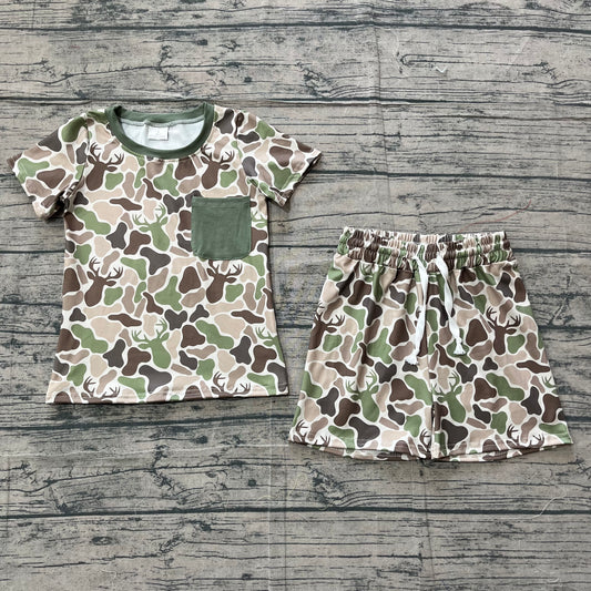 preorder Samples BSSO1792 Hunting Camo Short Sleeve Shorts Boys Set