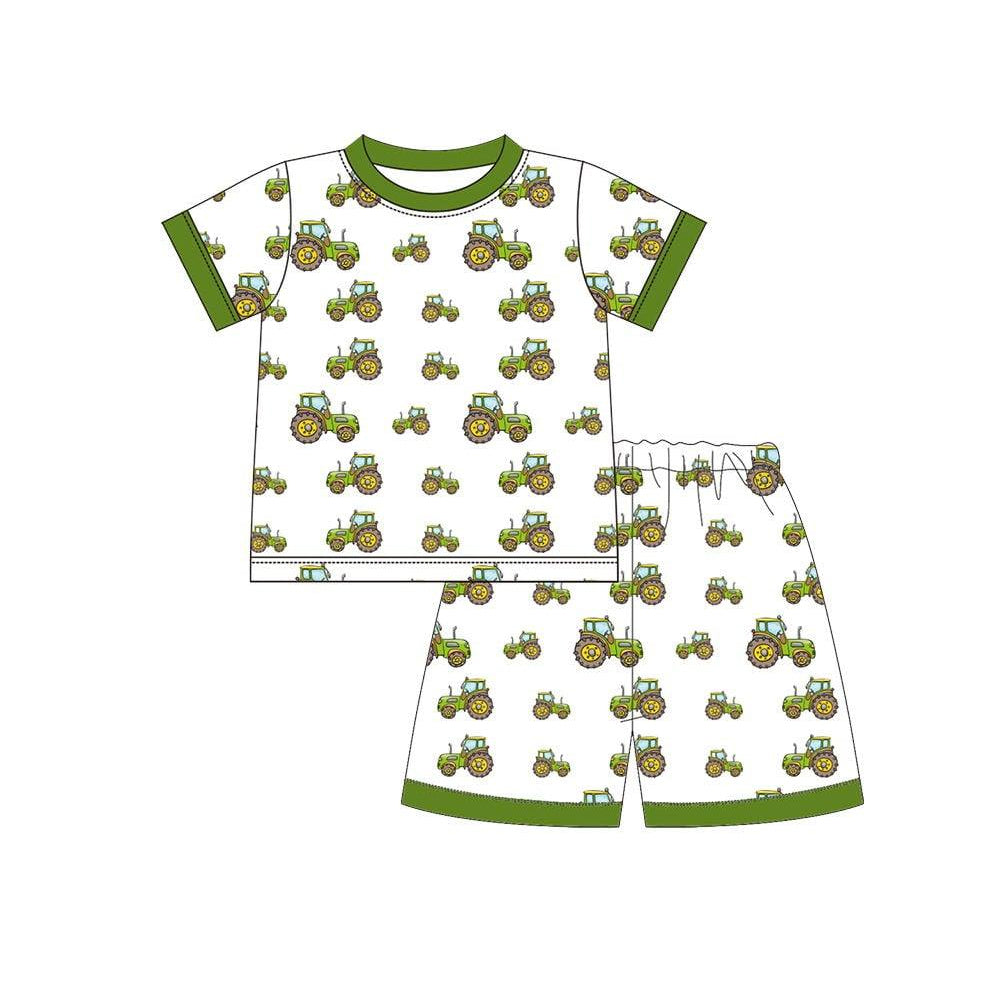 preorder BSSO1808 Farm Tractor Short Sleeve Shorts Boys Pajamas