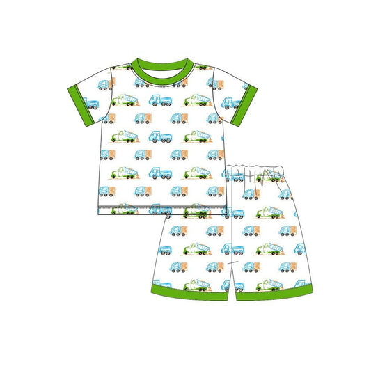 preorder BSSO1811 Construction Truck Short Sleeve Shorts Boys Pajamas
