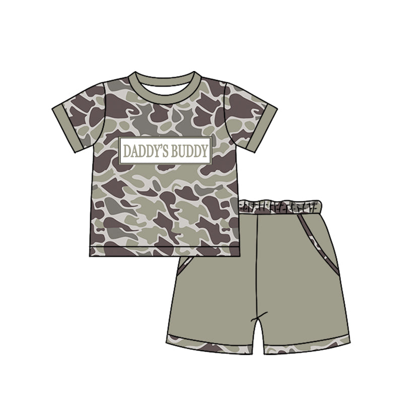 preorder BSSO1836 Daddy's Buddy Camo Short Sleeve Shorts Boys Set