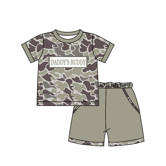 preorder BSSO1836 Daddy's Buddy Camo Short Sleeve Shorts Boys Set