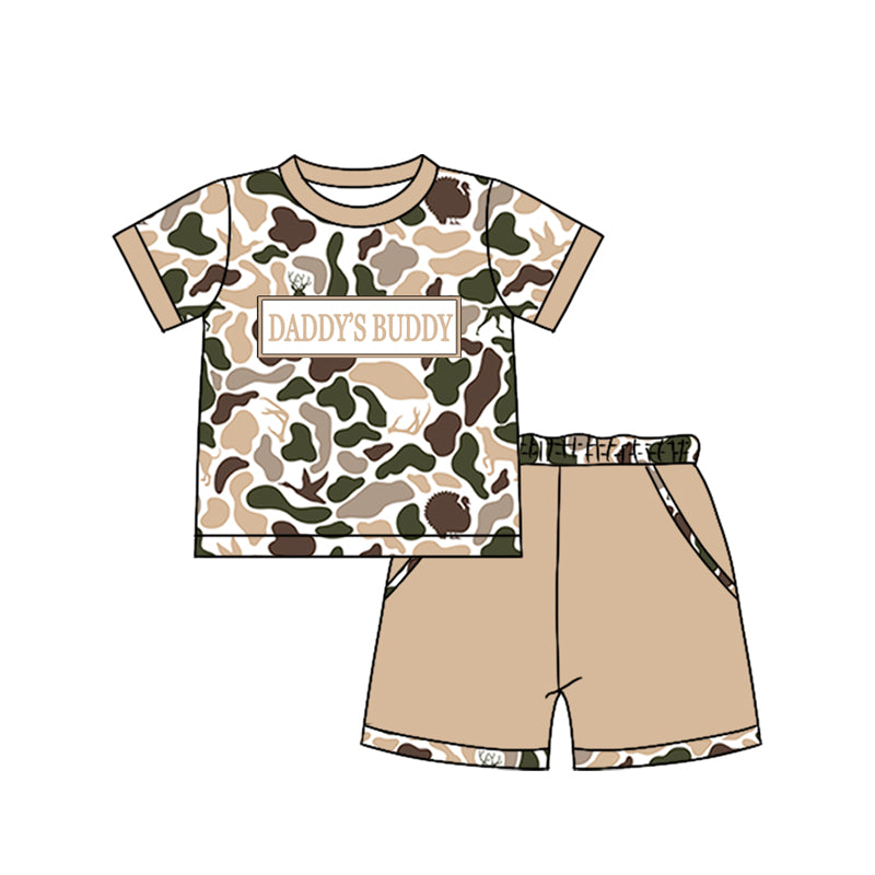 preorder BSSO1841 Daddy's Buddy Camo Short Sleeve Shorts Boys Set