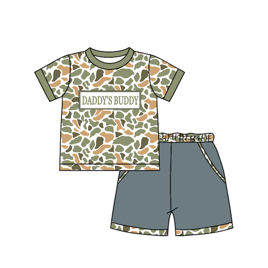 preorder BSSO1842 Daddy's Buddy Camo Short Sleeve Shorts Boys Set
