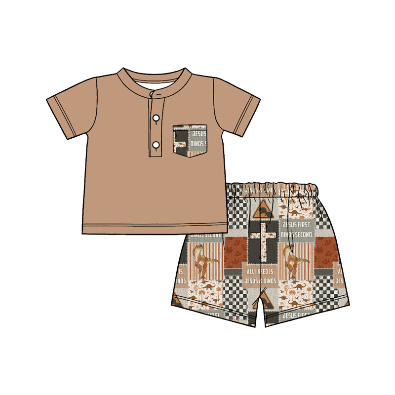 preorder BSSO1858 Easter Jesus First Pocket Short Sleeve Shorts Boys Set