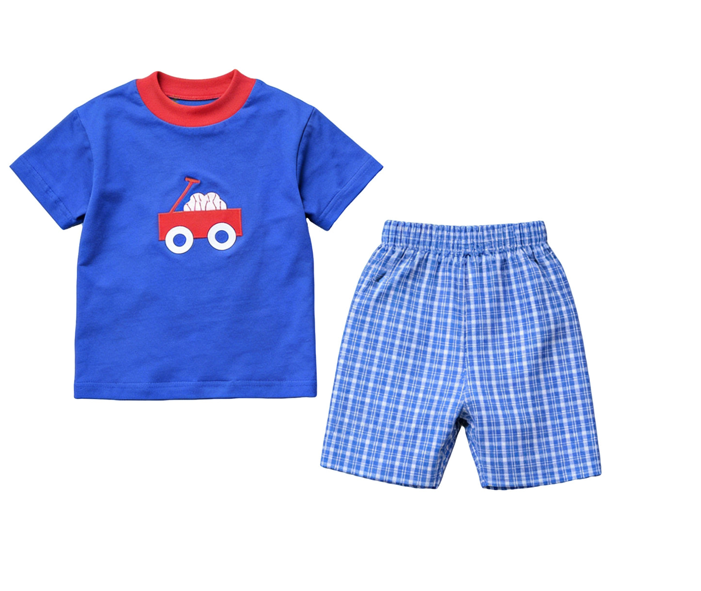 preorder BSSO1866 Baseball Blue Short Sleeve Shorts Boys Set