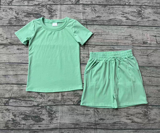 preorder Samples BSSO1886 Light Green Short Sleeve Shorts Boys Set