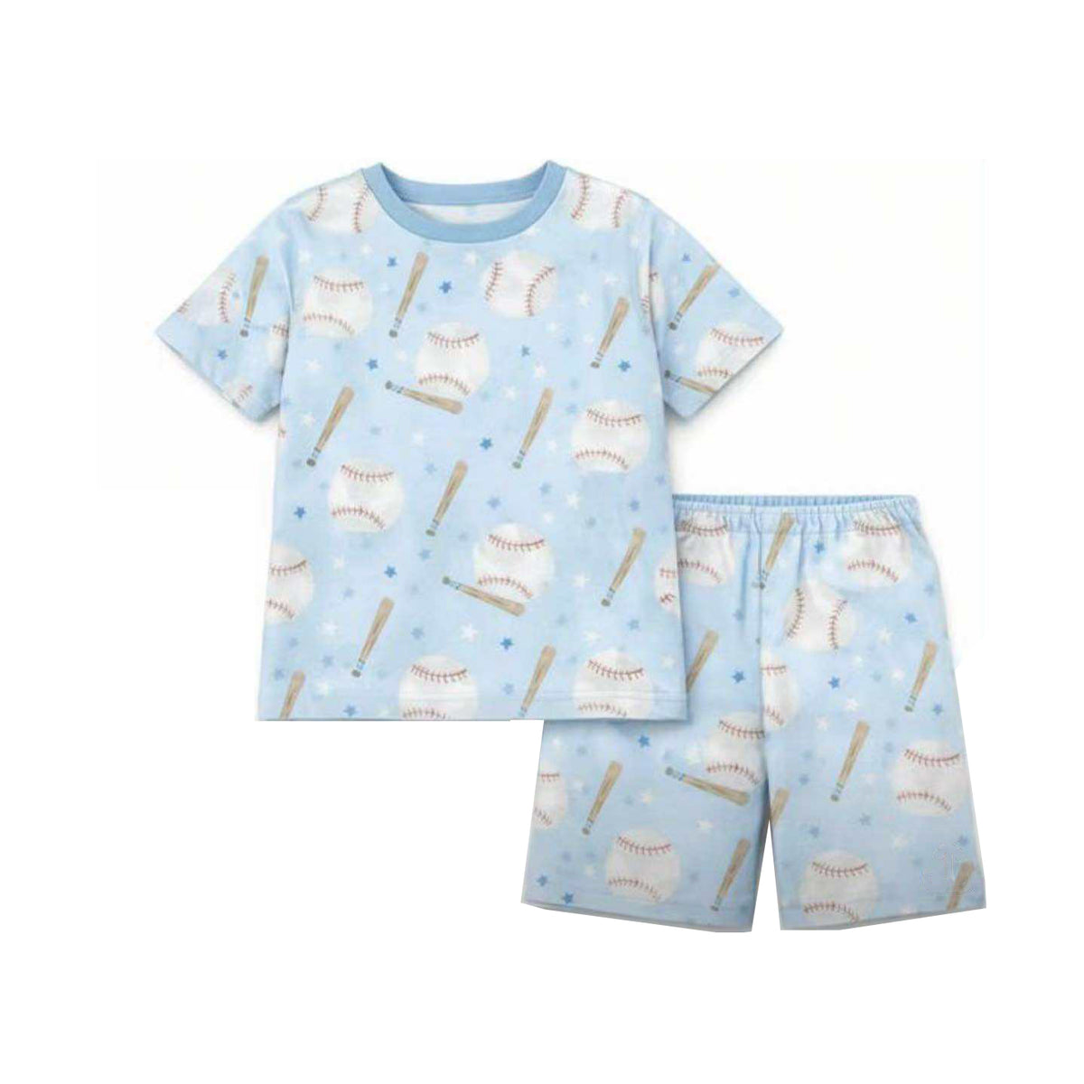 preorder BSSO1890 Baseball Blue Short Sleeve Shorts Boys Set