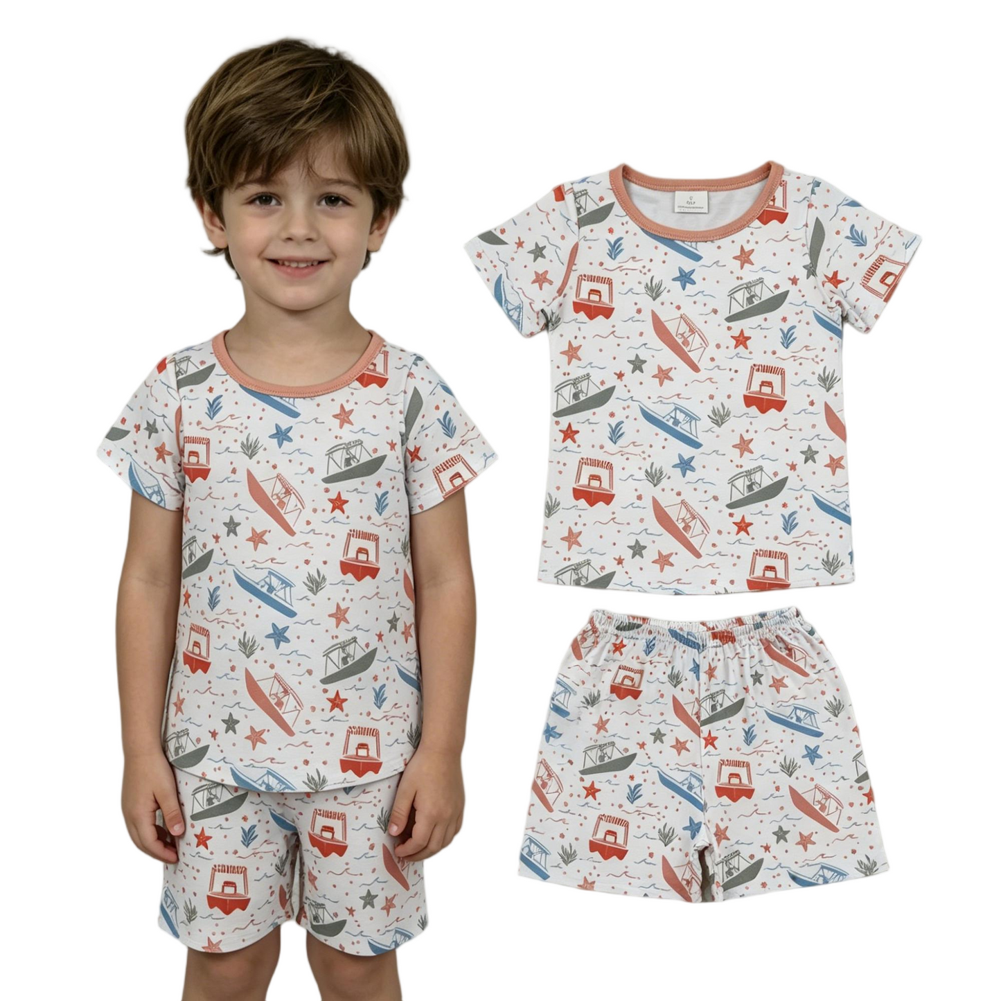BSSO1904 Boat Starfish Short Sleeve Shorts Boys Set