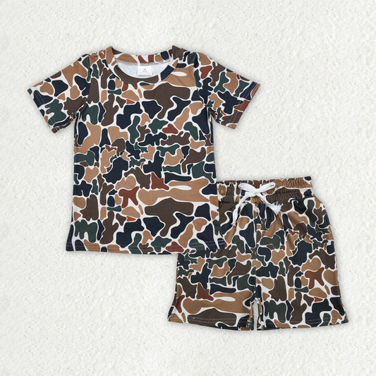 BSSO1911 Hunting Camo Short Sleeve Shorts Boys Set