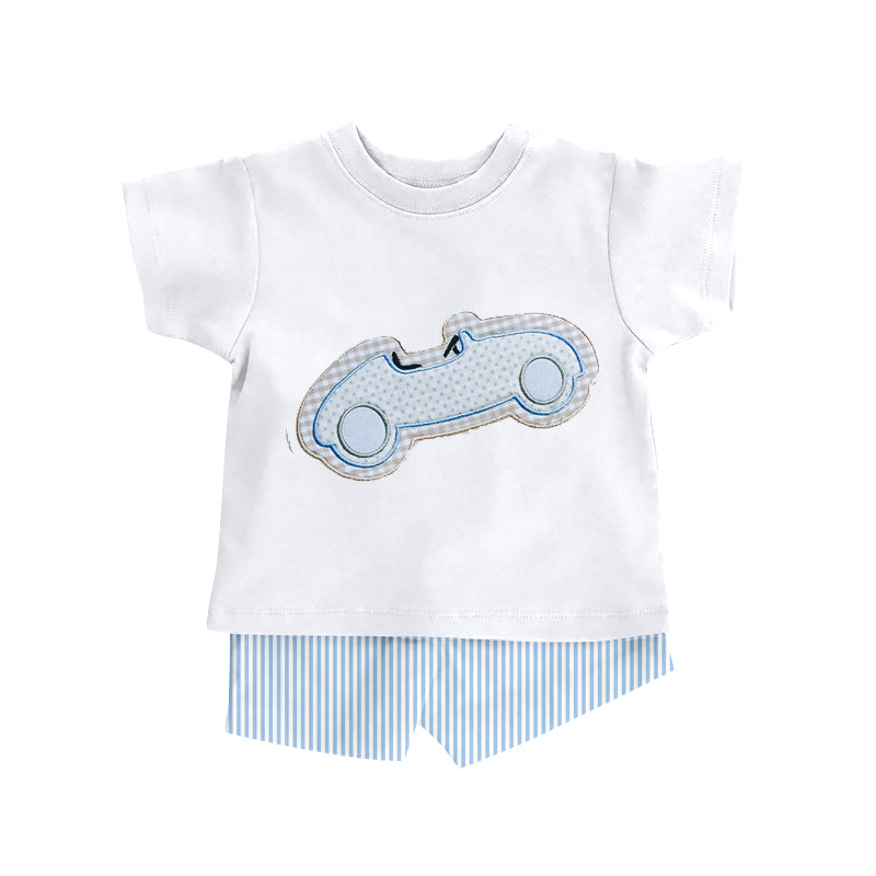 preorder BSSO1915 Car Blue Short Sleeve Shorts Boys Set