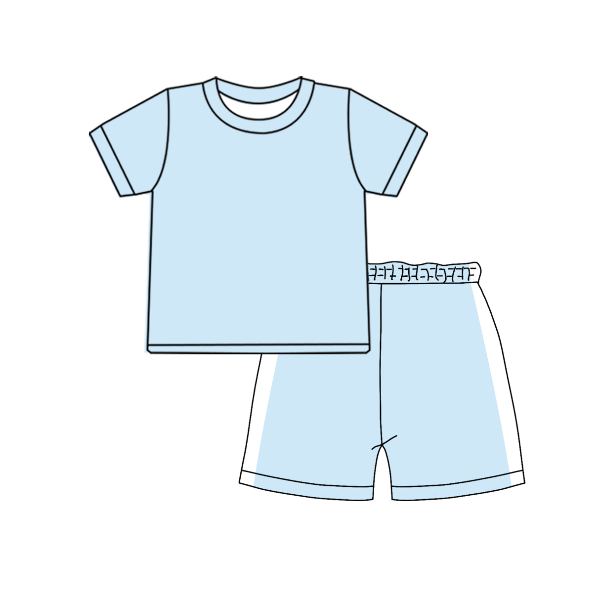 preorder BSSO1925 Blue Short Sleeve Shorts Boys Set