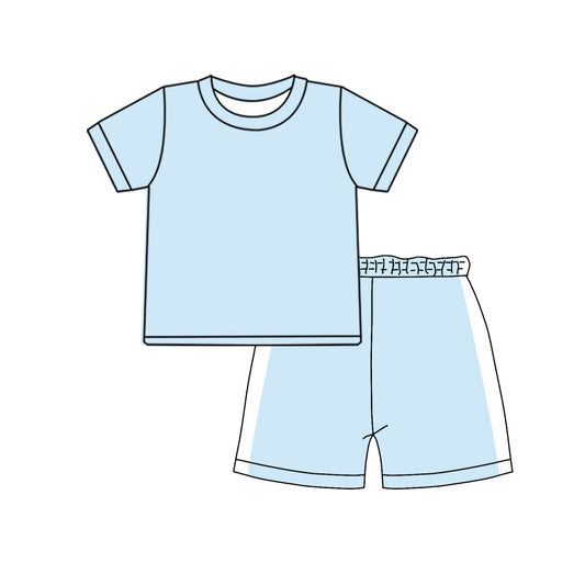 preorder BSSO1925 Blue Short Sleeve Shorts Boys Set