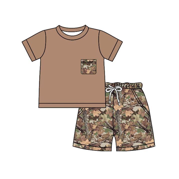 preorder BSSO1955 Khaki Branch Pocket Short Sleeve Shorts Boys Set