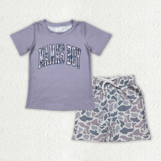BSSO1990 Mamas Boy Short Sleeve Camo Shorts Boys Set