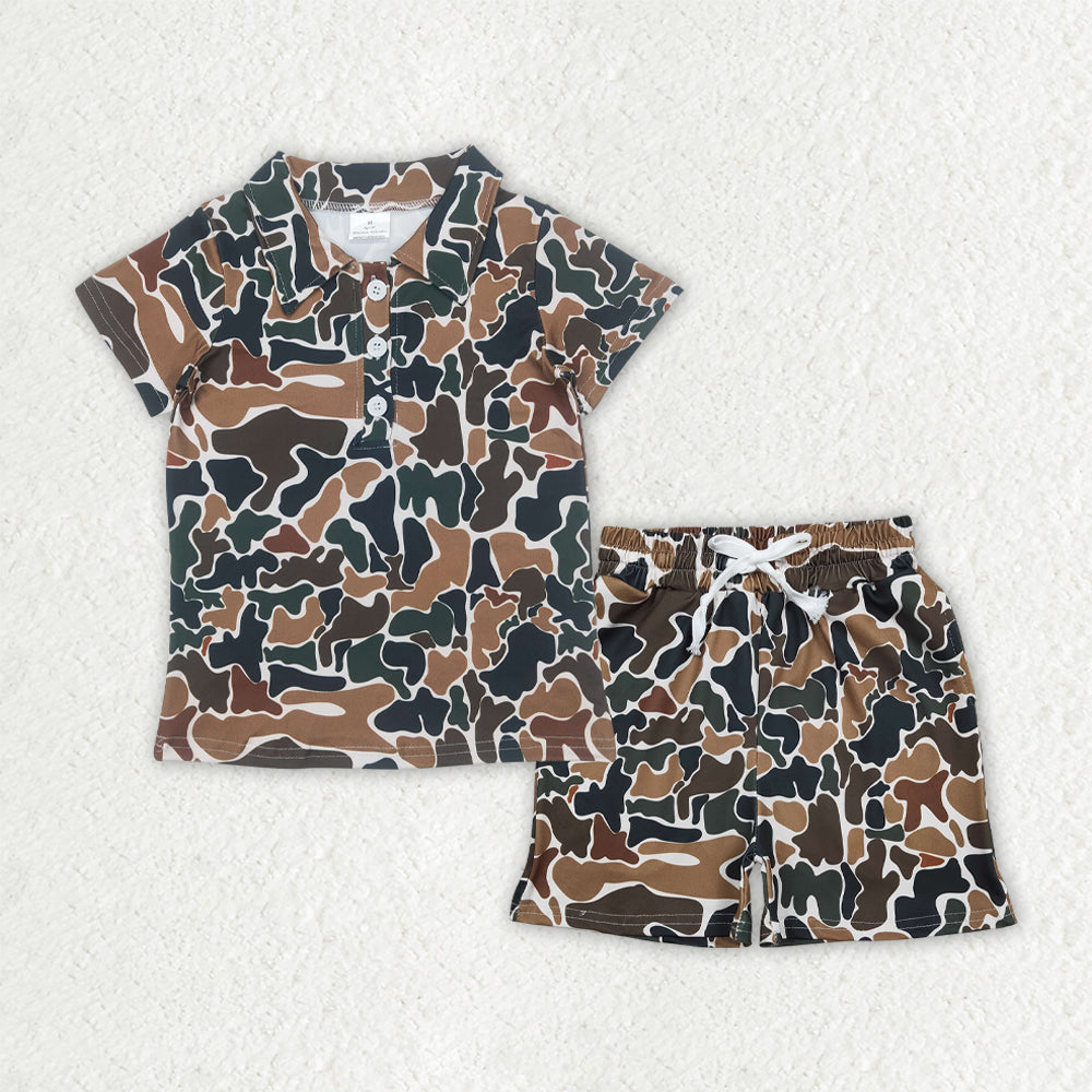 BSSO1998 Camo Short Sleeve Shorts Boys Set