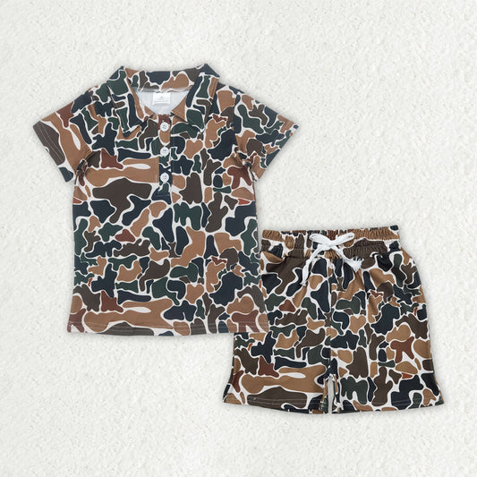 BSSO1998 Camo Short Sleeve Shorts Boys Set