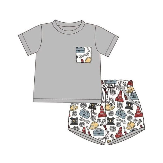 preorder BSSO2005 Tools Pocket Short Sleeve Shorts Boys Set