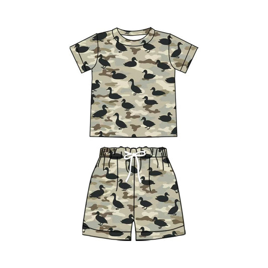 preorder BSSO2008 Hunting Camo Mallard Duck Short Sleeve Shorts Boys Set