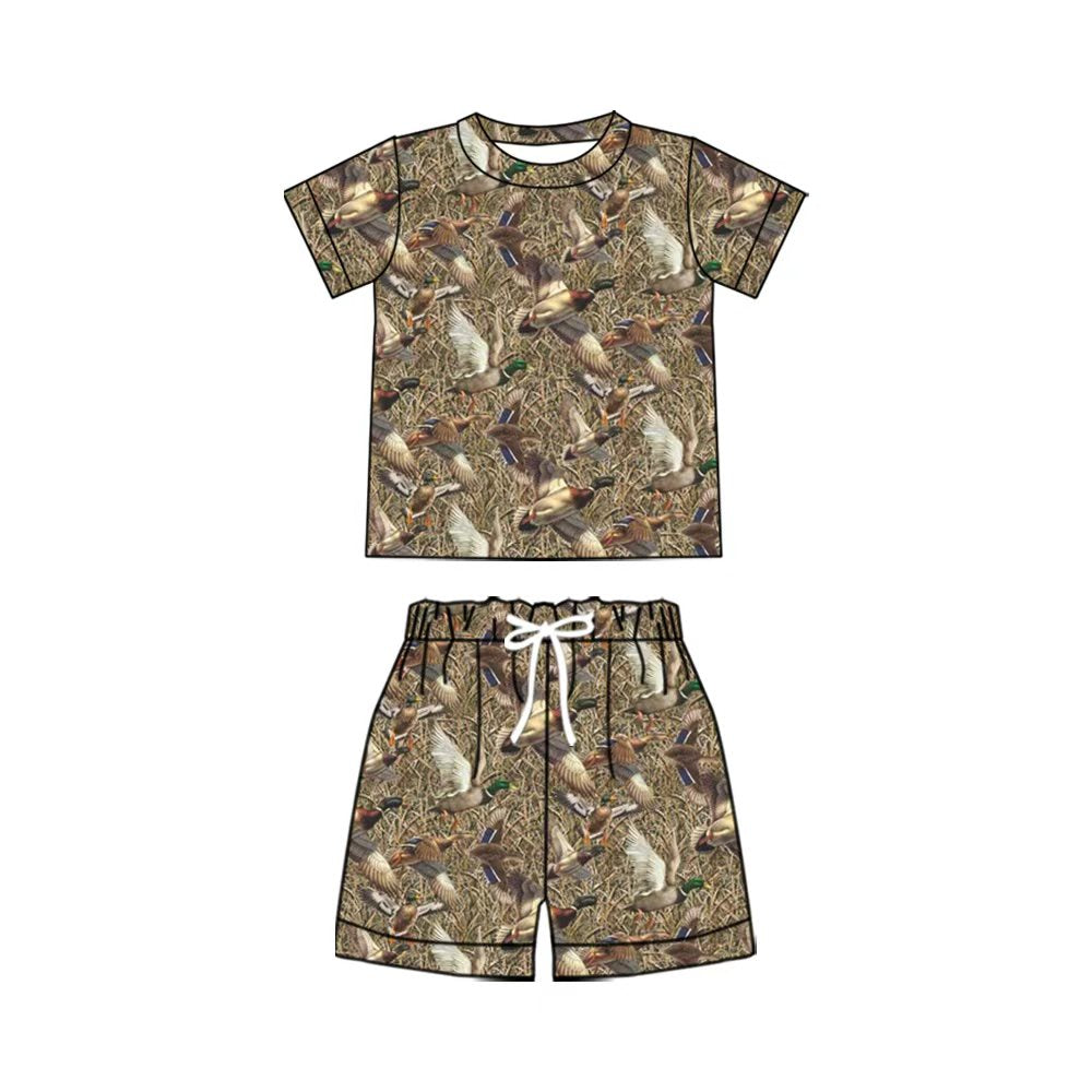 preorder BSSO2009 Hunting Camo Mallard Duck Short Sleeve Shorts Boys Set