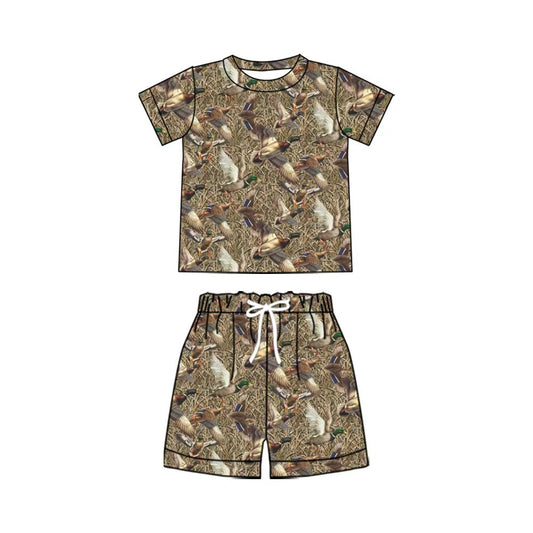 preorder BSSO2009 Hunting Camo Mallard Duck Short Sleeve Shorts Boys Set