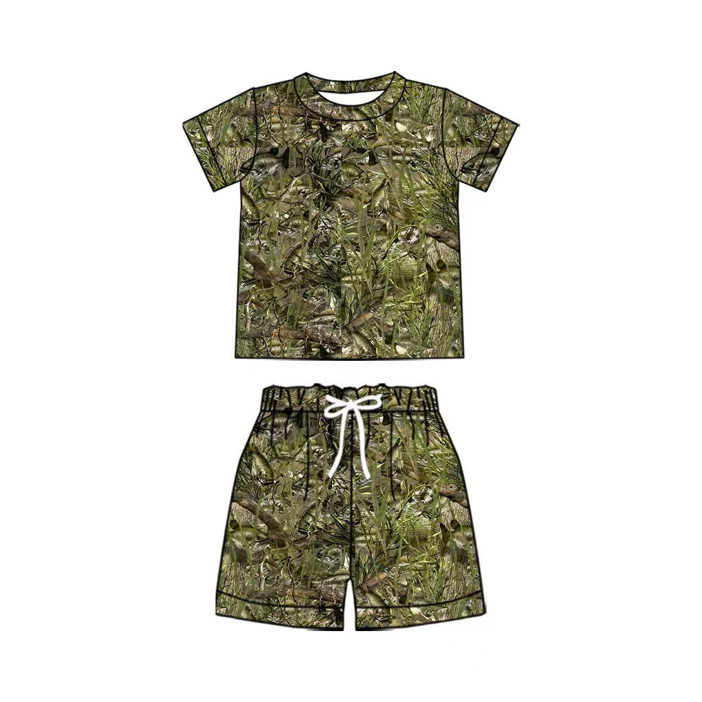 preorder BSSO2010 Hunting Camo Fishing Short Sleeve Shorts Boys Set