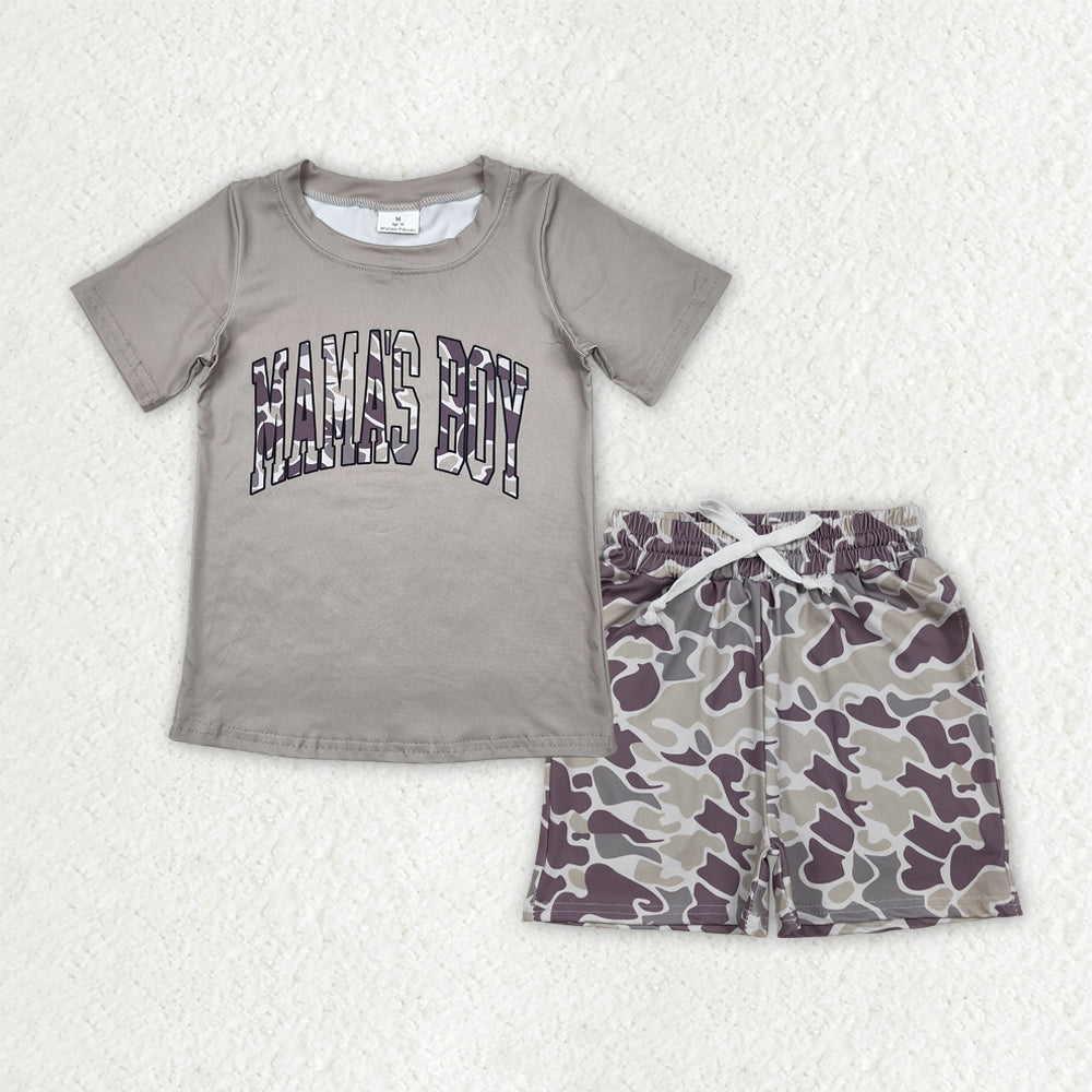 BSSO2017 Mama Boy Short Sleeve Camo Shorts Boys Set