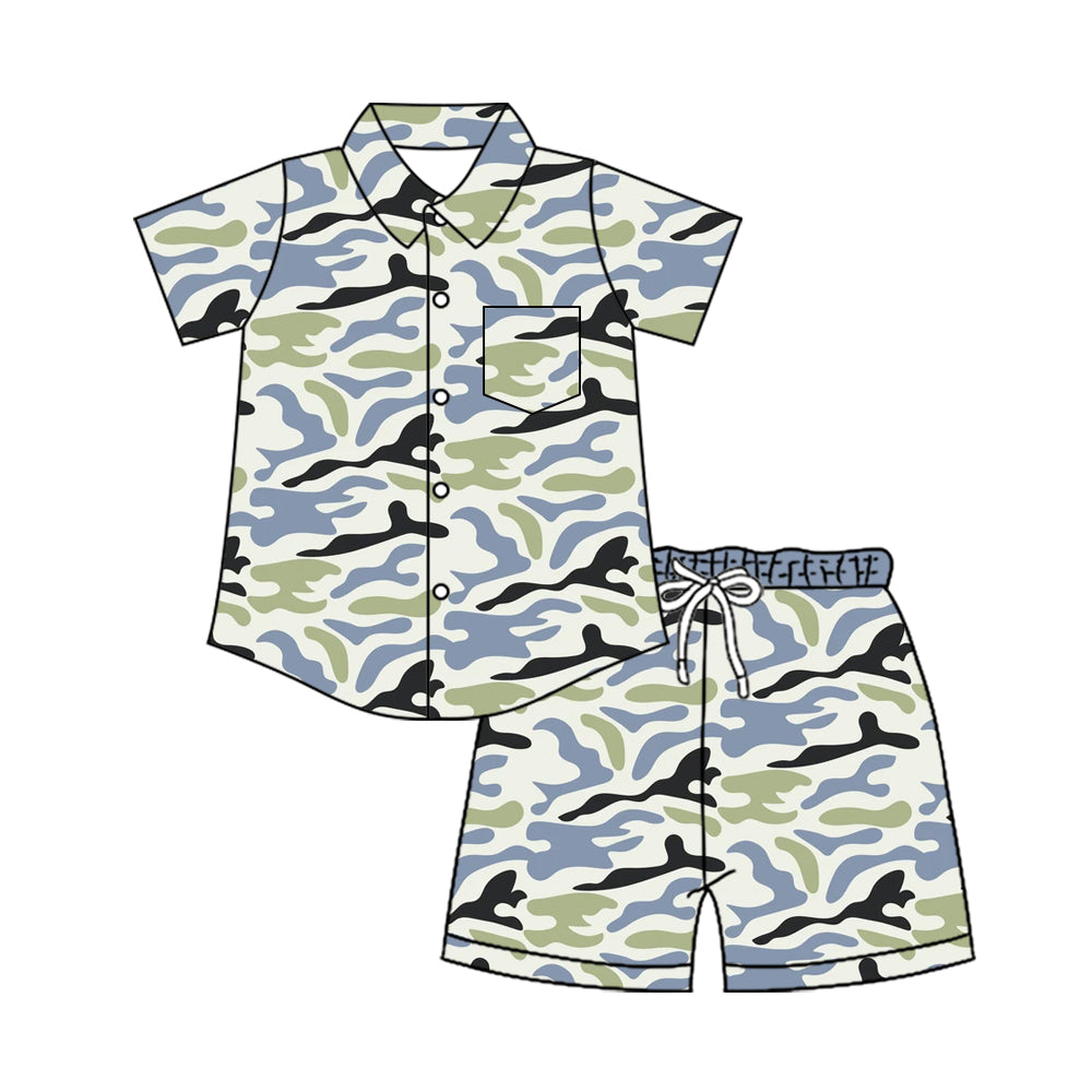 preorder BSSO2027 Camo Short Sleeve Shorts Boys Set