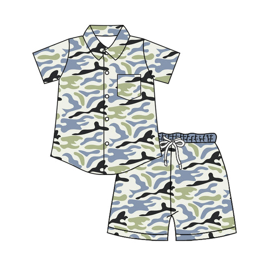 preorder BSSO2027 Camo Short Sleeve Shorts Boys Set