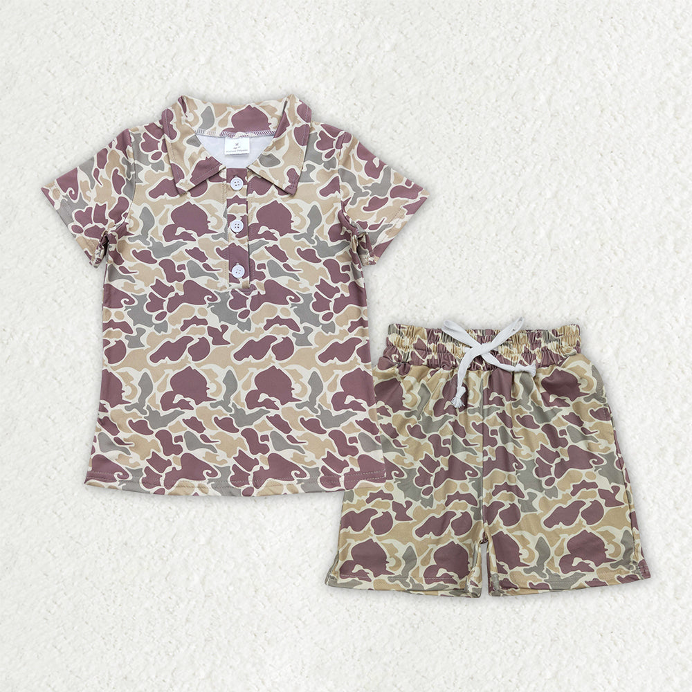 BSSO2046 Camo Short Sleeve Shorts Boys Set BT0640+SS0696
