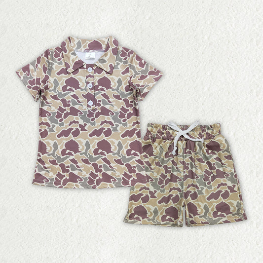 BSSO2046 Camo Short Sleeve Shorts Boys Set BT0640+SS0696