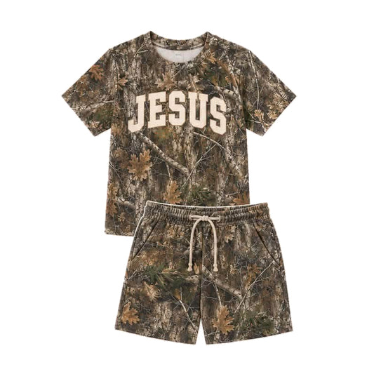 preorder BSSO2049 Jesus Camo Short Sleeve Shorts Boys Set