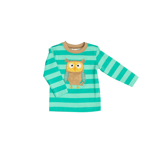 preorder BT0271 Owl Green Long Sleeve Boys Top