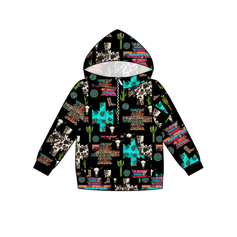 preorder BT0309 Western cactus print long sleeve hoodie boys top