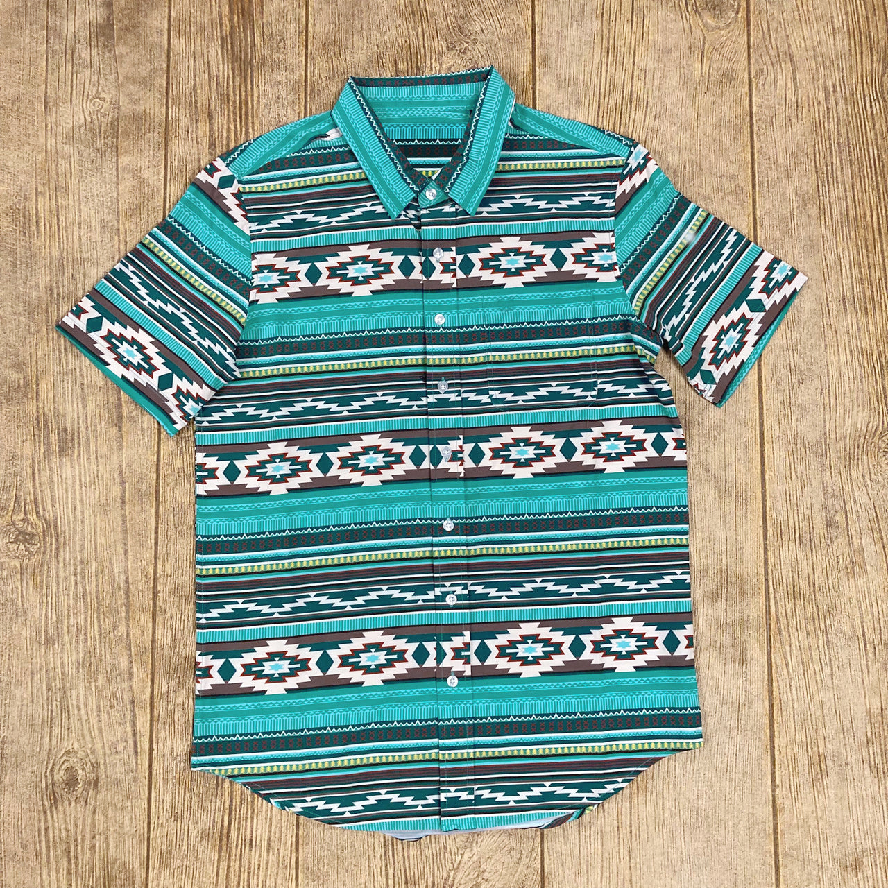 preorder BT0314 Aztec blue short sleeve boys shirt