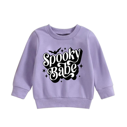 preorder BT0321 Halloween spooky babe purple long sleeve kids top