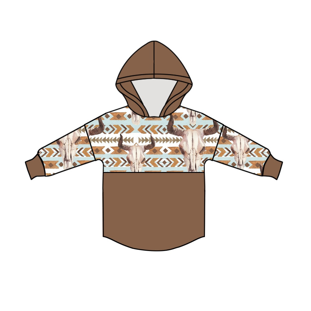 preorder BT0349 Western cow aztec long sleeve hoodie top
