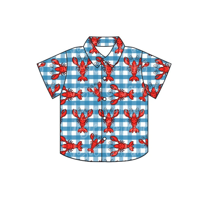 preorder BT0386 Blue crayfish short sleeve boys shirt