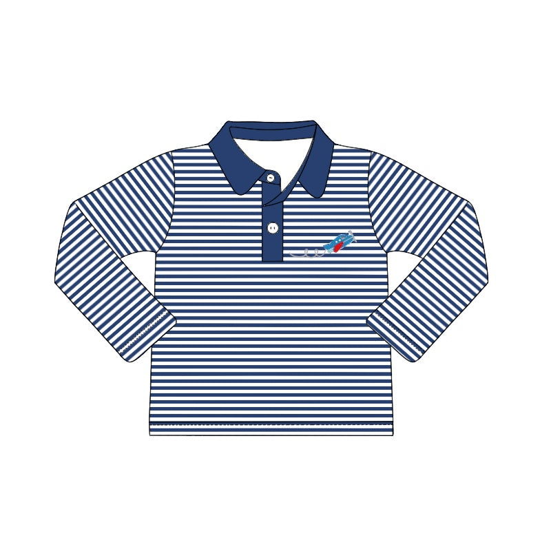 preorder BT0407 Plane blue striped long sleeve boys pullover