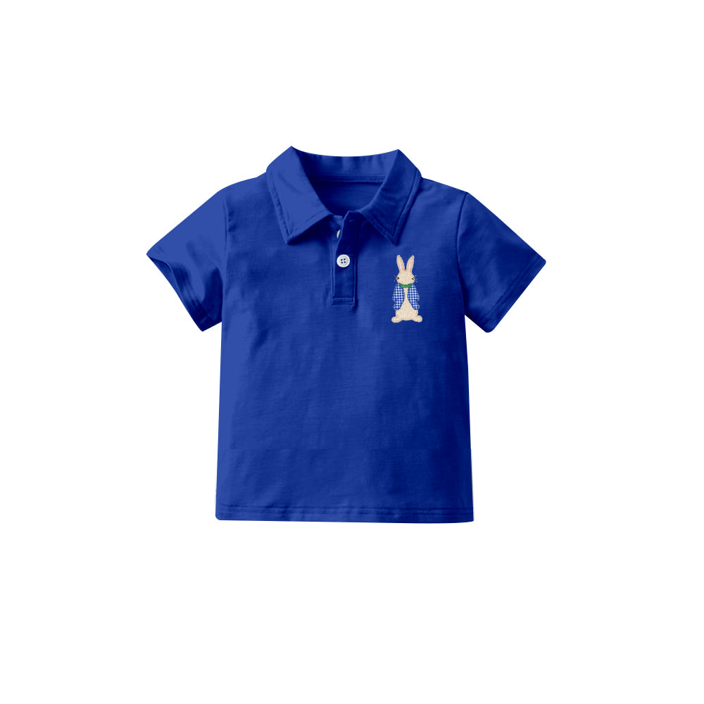 preorder BT0431 Easter rabbit dark blue short sleeve boys set