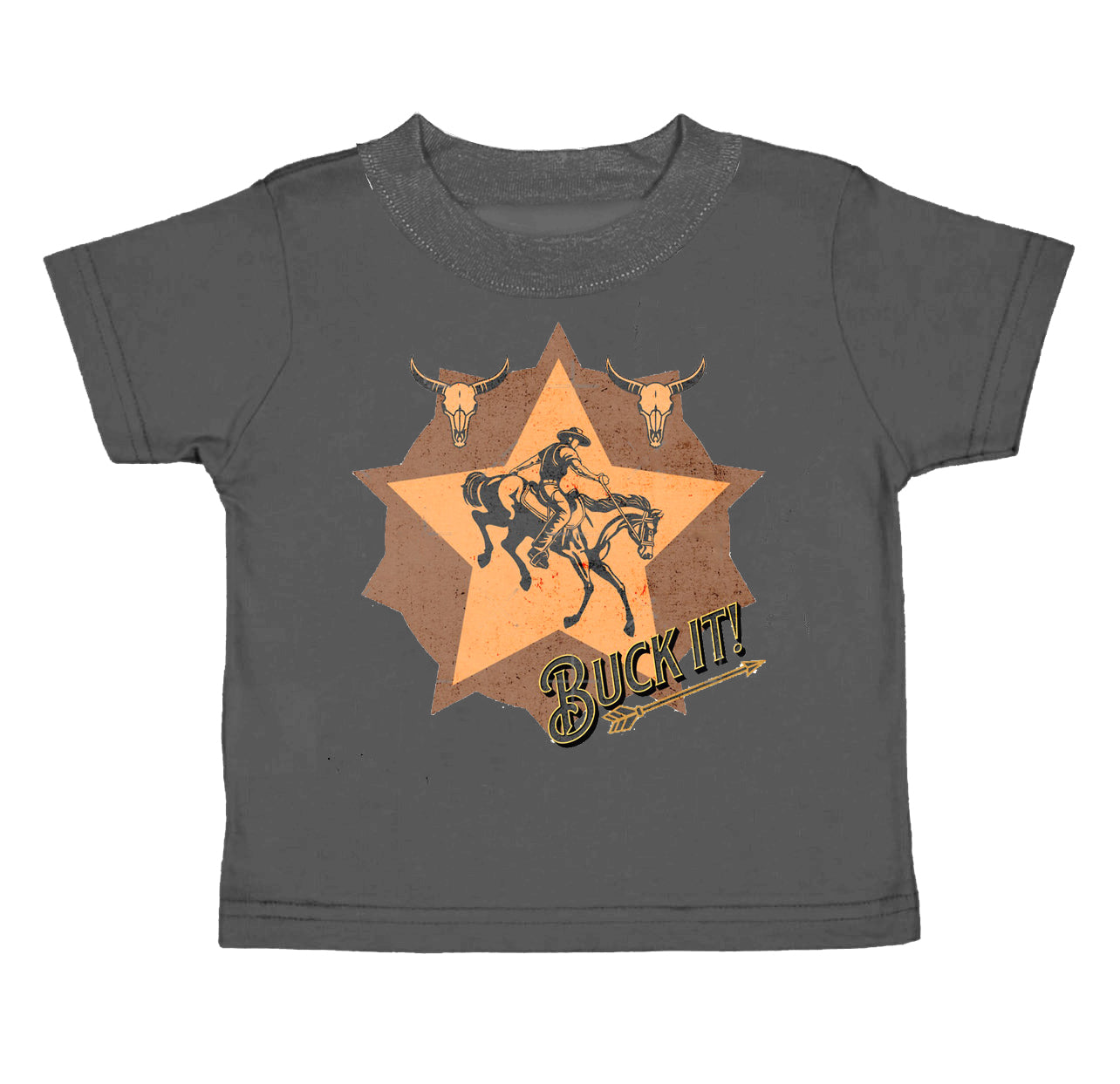 preorder BT0436 Western buck it cow grey short sleeve boys t-shirt