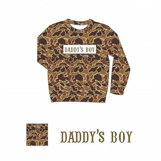 preorder BT0477 Daddys boy camo long sleeve boys pullover